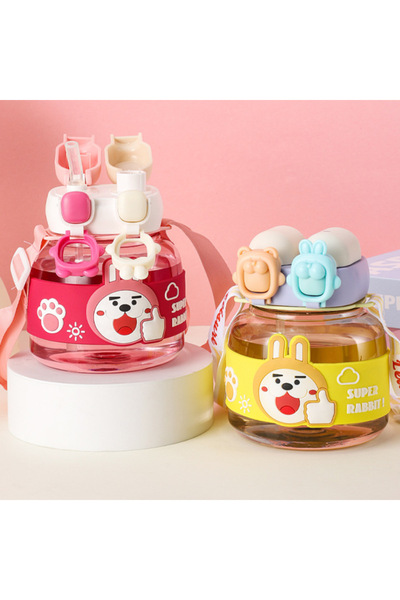 Livava Rabbit Water Bowl, with Straw and Hanger, 17X12 - Yellow-