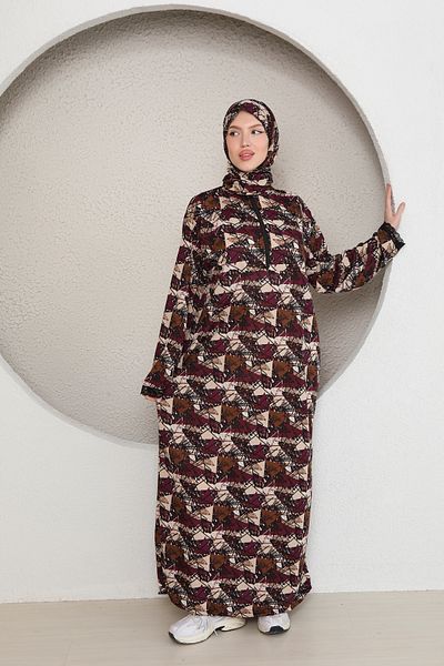 Kutay Collection فستان صلاة نسائي حجاب مع شال نصف سحاب