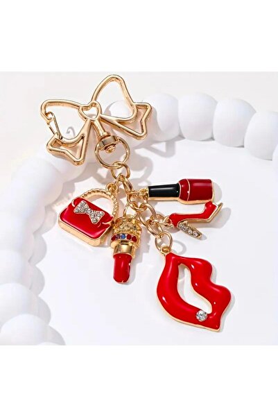 TOPLINE Gold Kırmızı Detaylı Şık Çanta Charmı