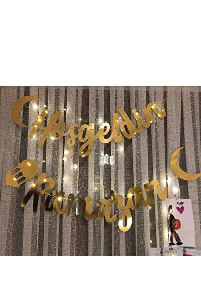 Dekals Hoşgeldin Ramazan Yazılı Kaligrafi Gold Banner Afiş