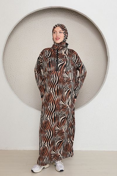 Kutay Collection Γυναικείο φόρεμα προσευχής Hijab με μισό φερμουάρ και σάλι