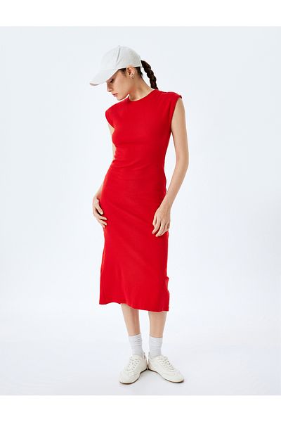 Koton Sleeveless Crew Neck Slim Fit Midi Dress