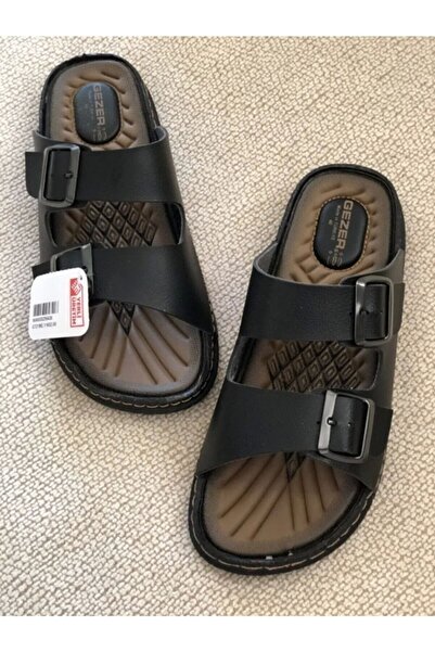 GEZER Men's Orthopedic Comfortable Sole Adjustable Black Men's Slippers