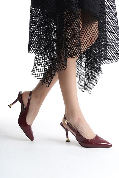 MARSEDO Faye Burgundy Women's Stiletto - Casual Shoes with Pointed Toe, Open Back, Thin Heels and Buckle Detail