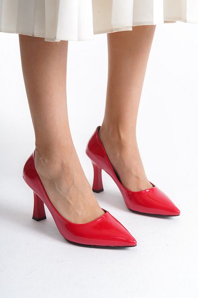 moon glow Patent Leather Red Stiletto Heeled Shoes - 9 cm Heel Height, 2024 Model