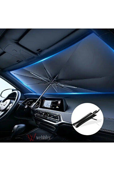 WEHHLER Esnek Katlanabilir Şemsiye Tip Tüm Araçlar İçin Araba Ön Cam Güneşlik...