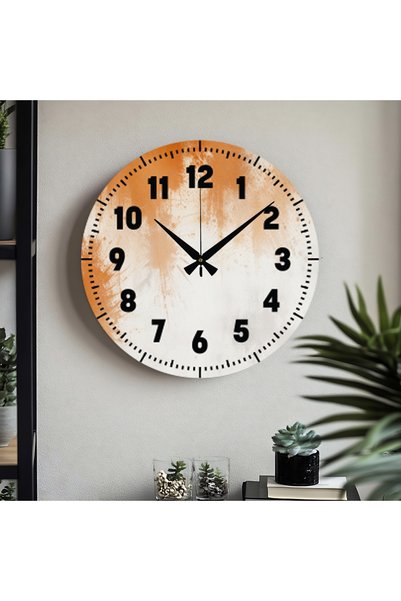 M&H Quality Dekoratif Türkçe Rakamlı UV Baskılı Duvar Saati (Sessiz) Akar Mek...