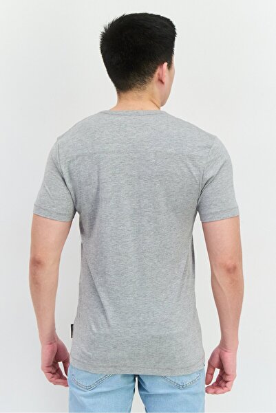 French Connection Men Crew Neck Short Sleeve Brand Logo T-Shirts, Light Grey Heather