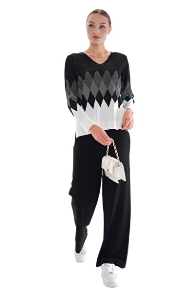 lavella Ženska pletena odjeća, elastične široke pantalone 12811 BGL-ST04224