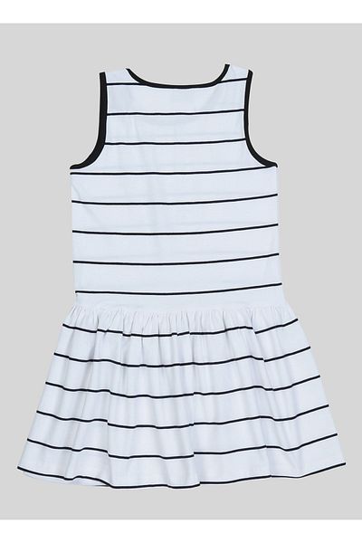 Freemood Girl's Cat Printed Striped Dress