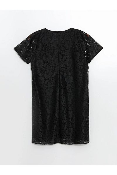 LC Waikiki Lcw Grace Black Crew Neck Lace Women's Dress