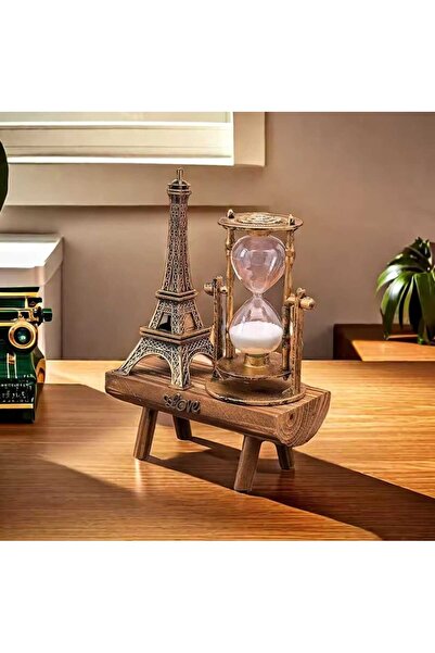 mr shopping MR Vintage Ahşap Ayaklı Dekoratif Kum Saati Masaüstü Dekorasyon K...