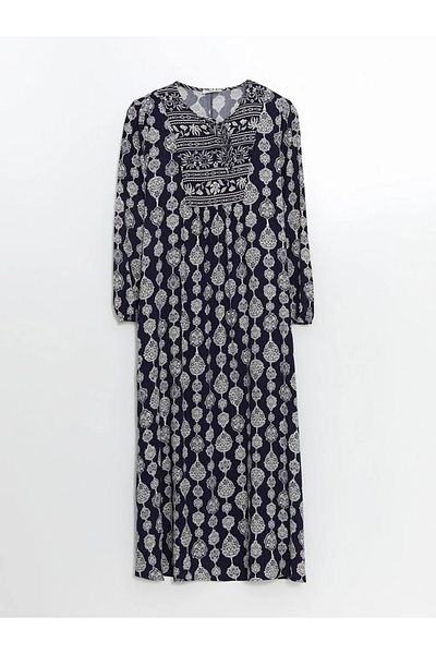 LC Waikiki Rochie de damă LCW Grace Blue cu decolteu rotund