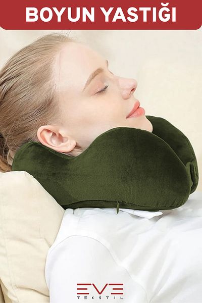 Eve Tekstil Visco Orthopedic Neck Pillow - Travel Hypoallergenic Pillow, 8 Different Colors