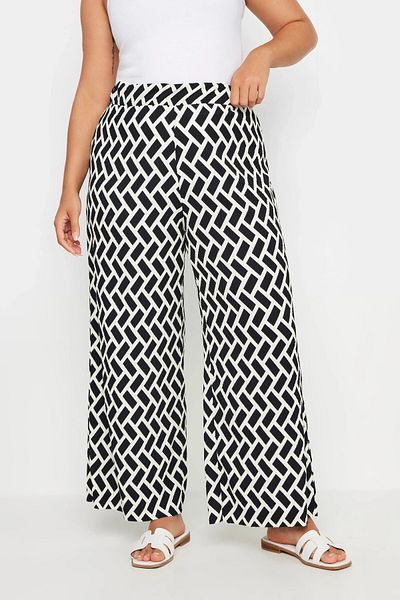 Stil Diva Large Size Trousers with Wide Leg and Elastic Waist 303315