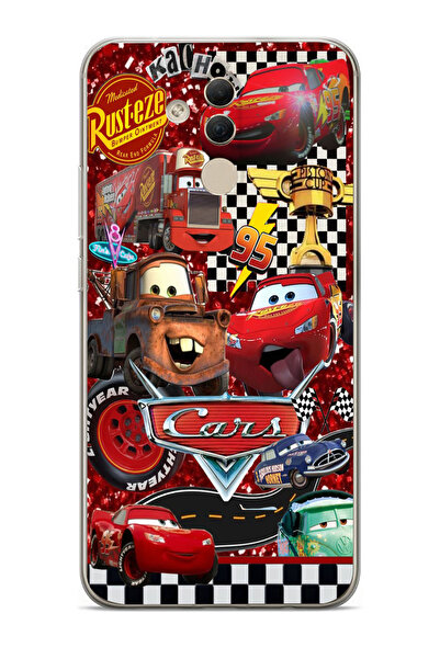 moonset Huawei Mate 20 Lite Uyumlu Arabalar Kolaj Tasarımlı Baskılı Şeffaf Te...