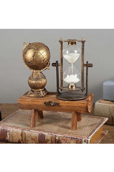 mr shopping MR Vintage Ahşap Ayaklı Dekoratif Kum Saati Masaüstü Dekorasyon K...