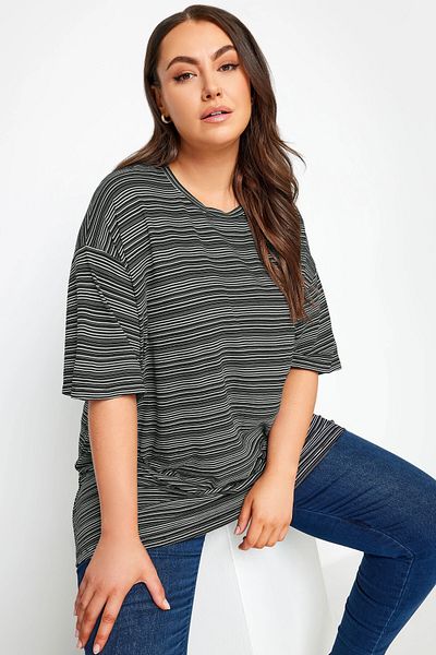 Stil Diva Large Size Half Sleeve Crew Neck Long T-shirt -302548