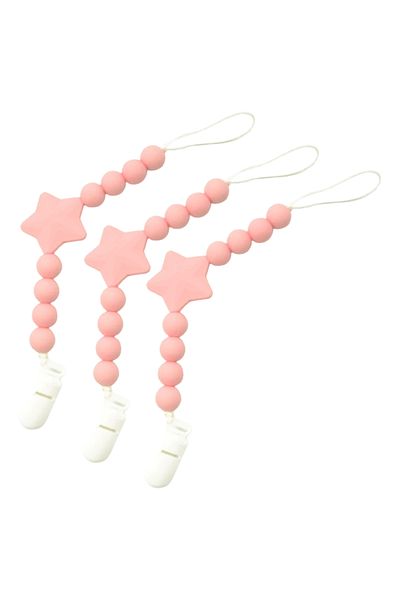 LUQU BABY Silicone Pacifier Beads- Pink-Pack of 3
