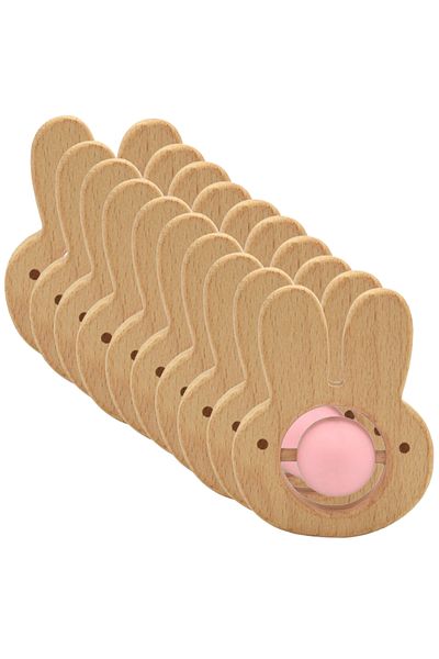 LUQU BABY Silicone + Wood Teether- Center Ball-Pack of 10