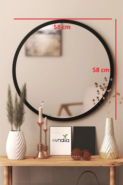 Evnalia 60 Cm Çap Banyo & Makyaj Aynası Yuvarlak | Antre Hol Koridor Duvar Sa...