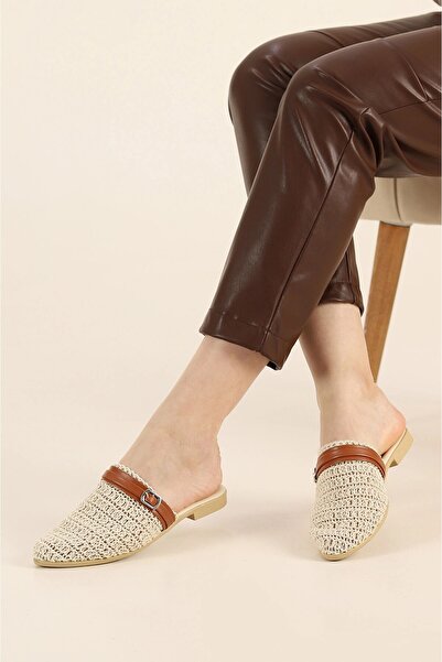 Jackers Papuci de damă cu design tricotat cu centură, papuci de casă pentru zestre