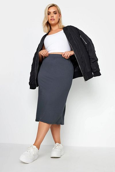 Stil Diva Comfortable Fit Large Size Midi Skirt - Elastic Waist 160301