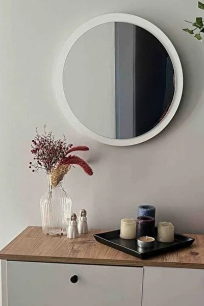 Evnalia Dekoratik Yuvarlak Ayna 60 Cm Çap Antre Hol Koridor Duvar Salon Mutfa...