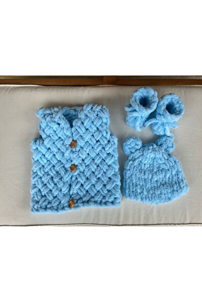 Alize Puffy bebek yelek seti 3 lü set el örgüsü