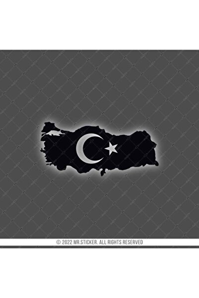 Bay Etiket Rfbk33 Siyah Reflektif Ay Yıldızlı Türkiye Haritası
