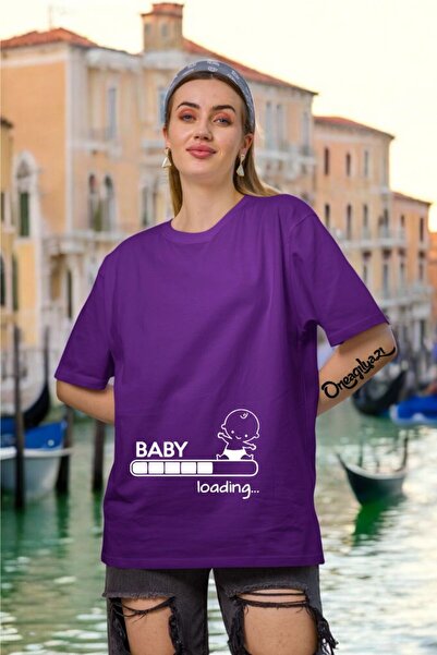oneagılyazı Baby Loading Printed Women's Oversize T-Shirt