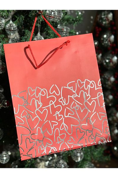 QUEEN AKSESUAR Luxury Large Luminous Lights Swivel Leaf Gift Package Cardboard Bag Sachet with Heart Fancy Pattern Rope Strap