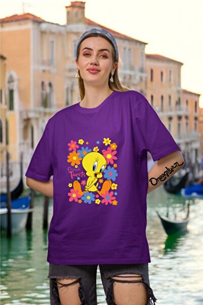 oneagılyazı Tweety Printed Women's Oversize T-Shirt