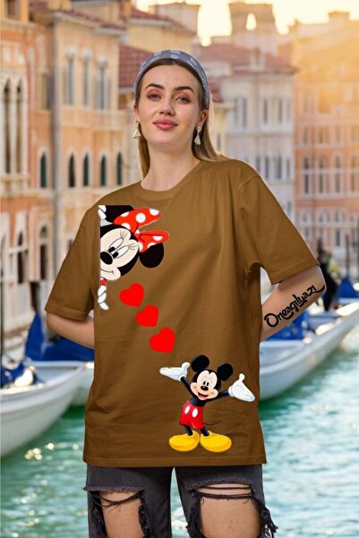 oneagılyazı Γυναικείο μπλουζάκι με στάμπα Micky Mause Heart