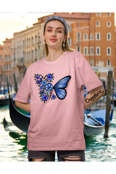 oneagılyazı Dizajn leptira Štampano Žene Oversize kroj T-shirt