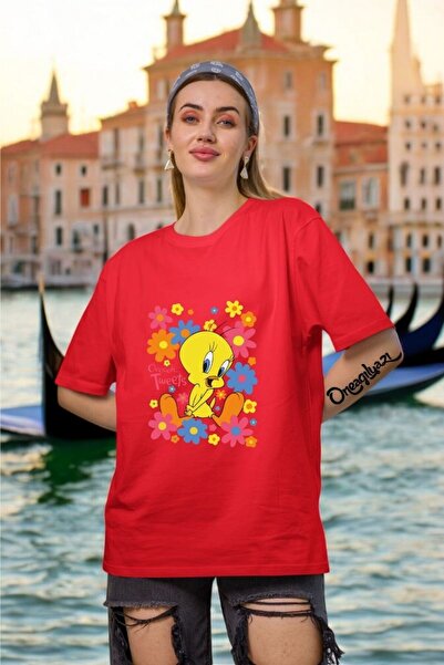 oneagılyazı Tweety Printed Women's Oversize T-Shirt