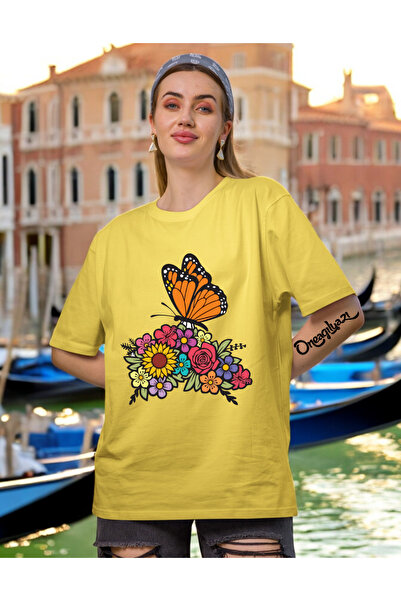 oneagılyazı Detalj leptira Štampano Žene Oversize kroj T-shirt