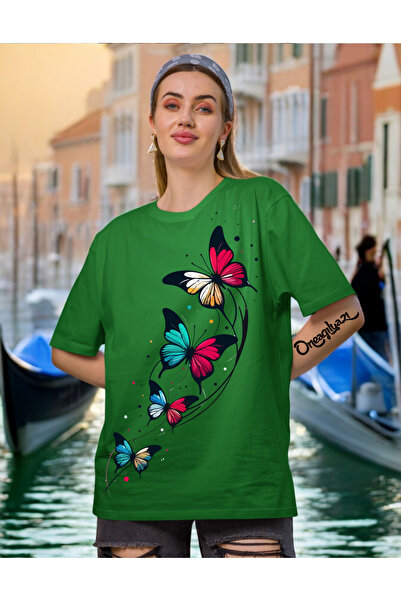 oneagılyazı Tricou oversize pentru femei cu imprimeu cu mai multe modele de f...