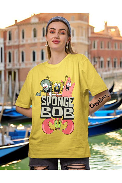 oneagılyazı Tricou supradimensionat pentru femei cu imprimeu Spongy Bob