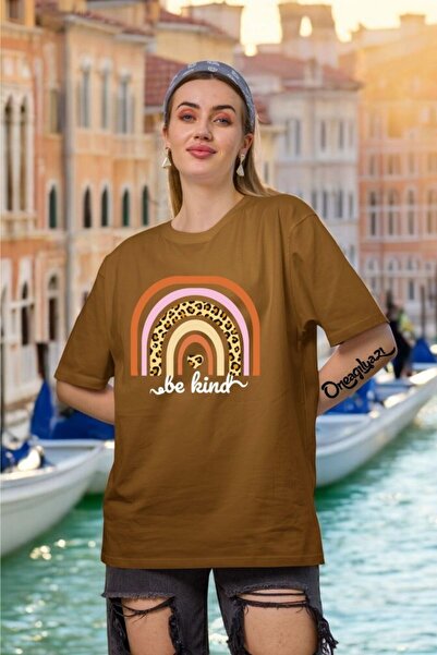 oneagılyazı Be Kind Printed Women's Oversize T-Shirt