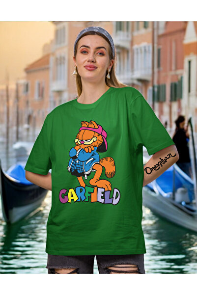 oneagılyazı Garfield Baskılı Kadın Oversize T-Shirt