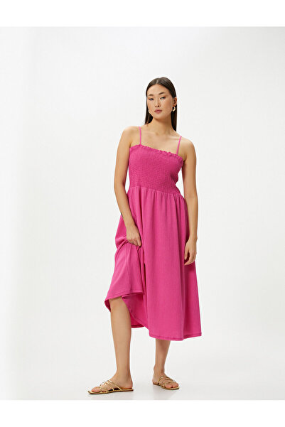 Koton فستان ميدي بحمالات ورقبة مربعة