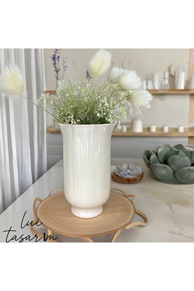 Lui Tasarım White Modern Stylish Large Size XL Glass Vase 30 cm Special Desig...