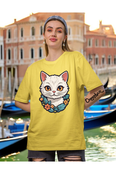oneagılyazı Cute Kitten Printed Women's Oversize T-Shirt