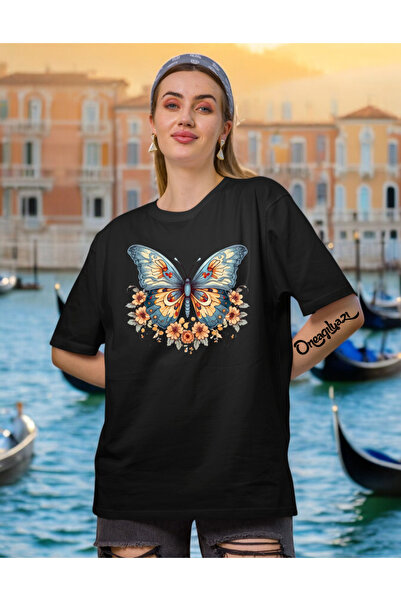 oneagılyazı Leptir Štampano Žene Oversize kroj T-shirt