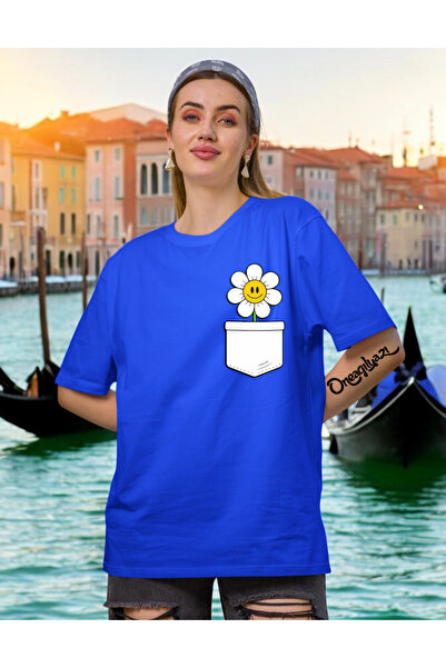 oneagılyazı تي شيرت نسائي كبير الحجم مطبوع بنمط جيب ديزي