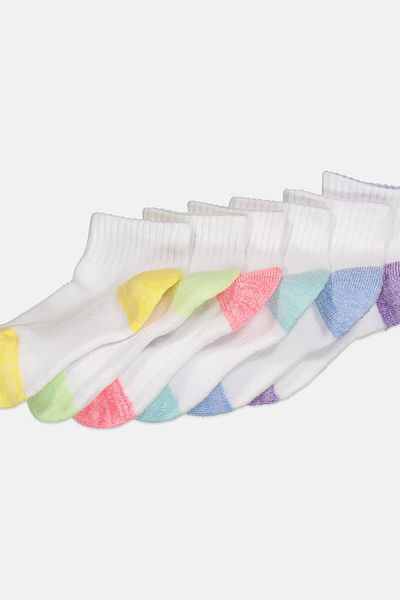 SKECHERS Toddlers Girl 6 Pairs Brand Logo Socks, White