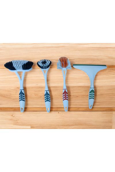 Leony 4Pcs Kitchen and Bathroom Cleaning Brush Set - Sink, Tub, Dish and Glass Wiping Apparatus