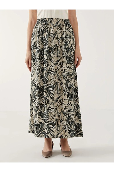 LC Waikiki Fusta de damă LCW Grace bej cu model cu talie elastică