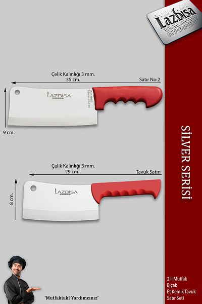LAZBİSA Silver Series Kitchen Knife Set of 2